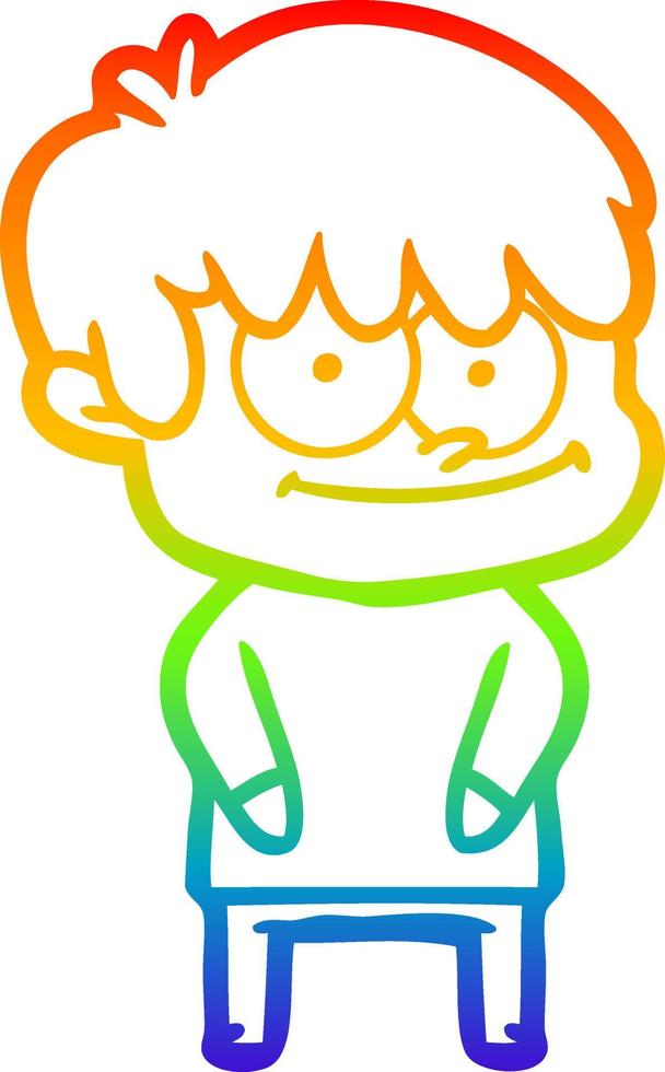 rainbow gradient line drawing happy cartoon man vector