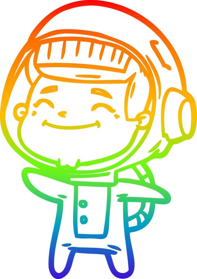 rainbow gradient line drawing happy cartoon astronaut vector