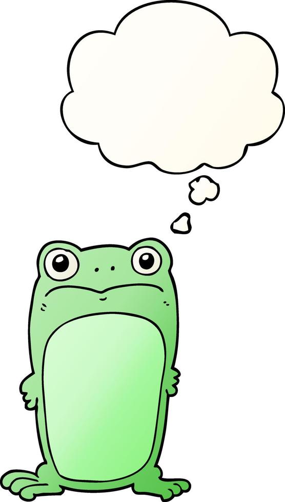 cartoon staring frog and thought bubble in smooth gradient style vector