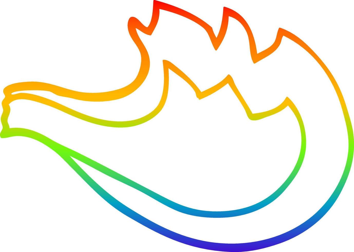 rainbow gradient line drawing cartoon flame vector