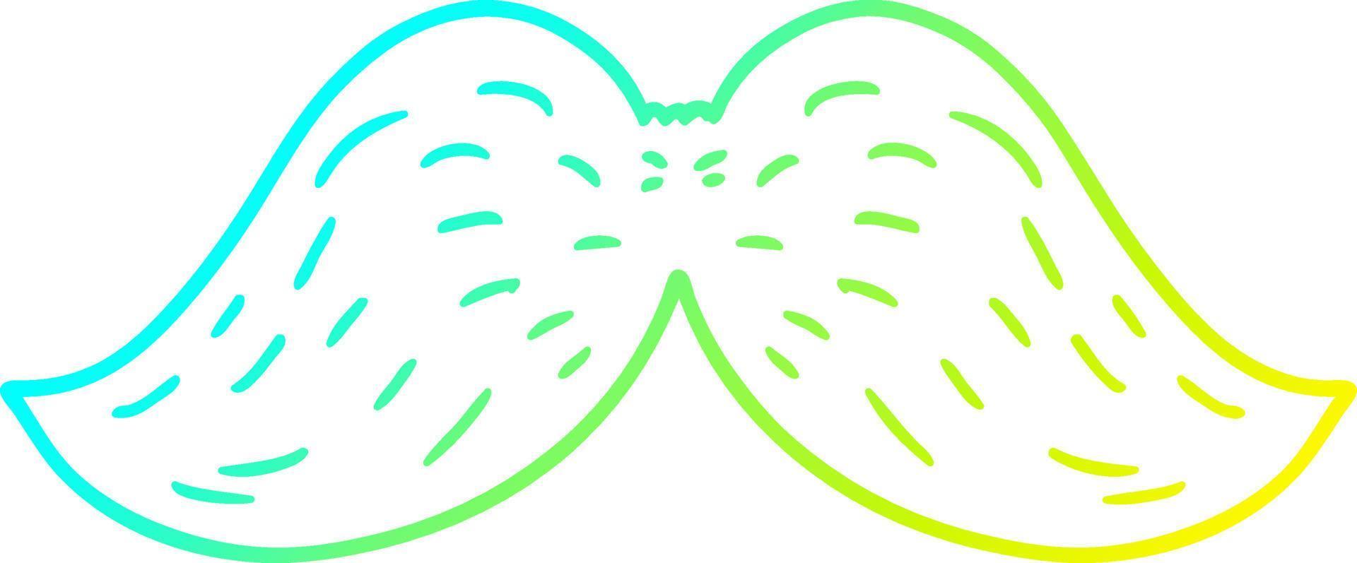 cold gradient line drawing cartoon mustache vector