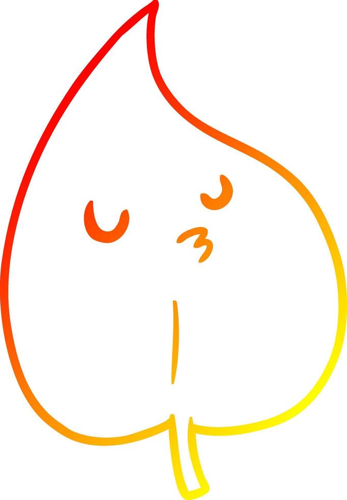 warm gradient line drawing cartoon autumn leaf vector