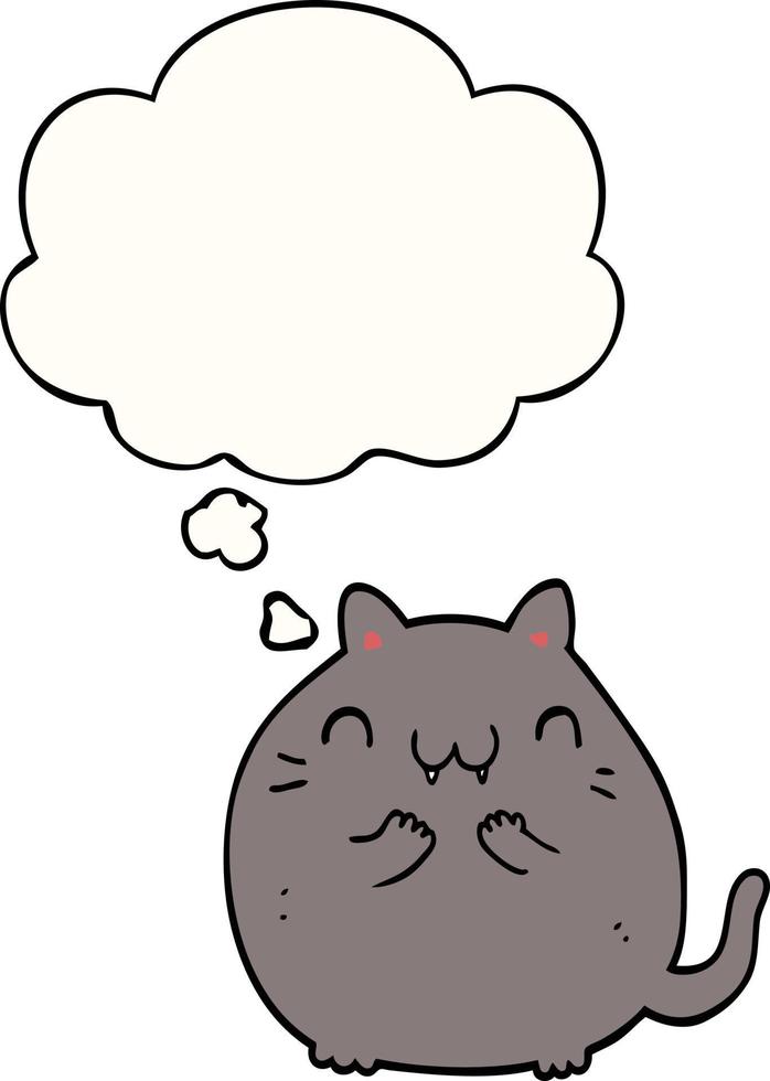 happy cartoon cat and thought bubble vector