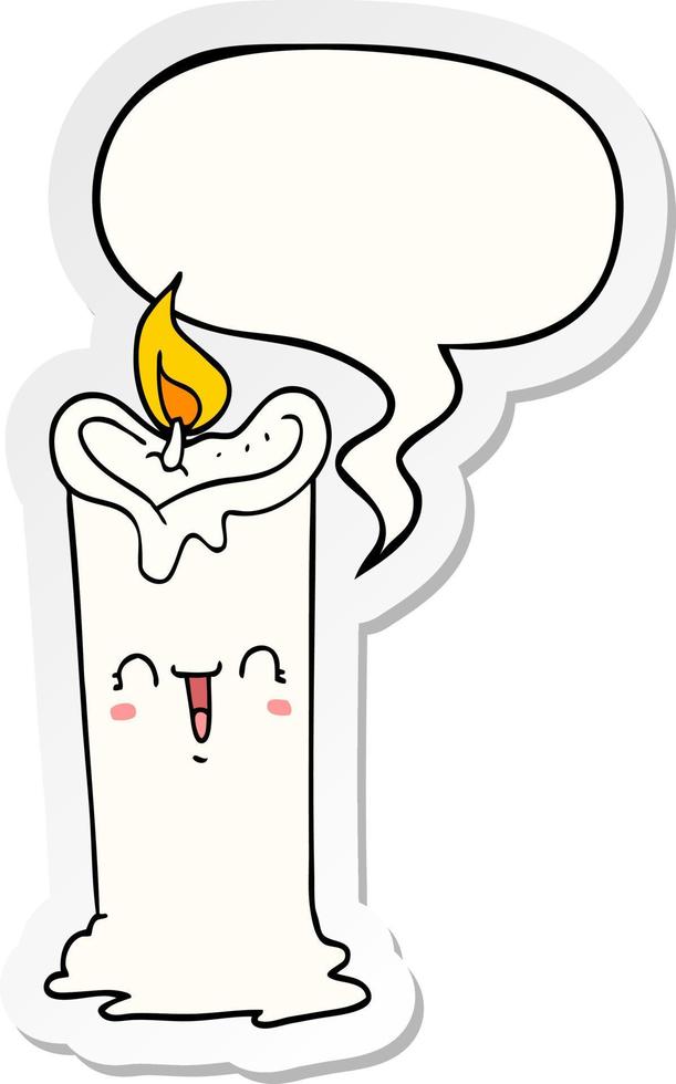 cartoon happy candle and speech bubble sticker vector