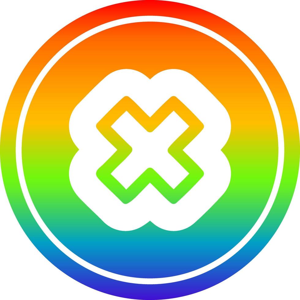 multiplication sign circular in rainbow spectrum vector