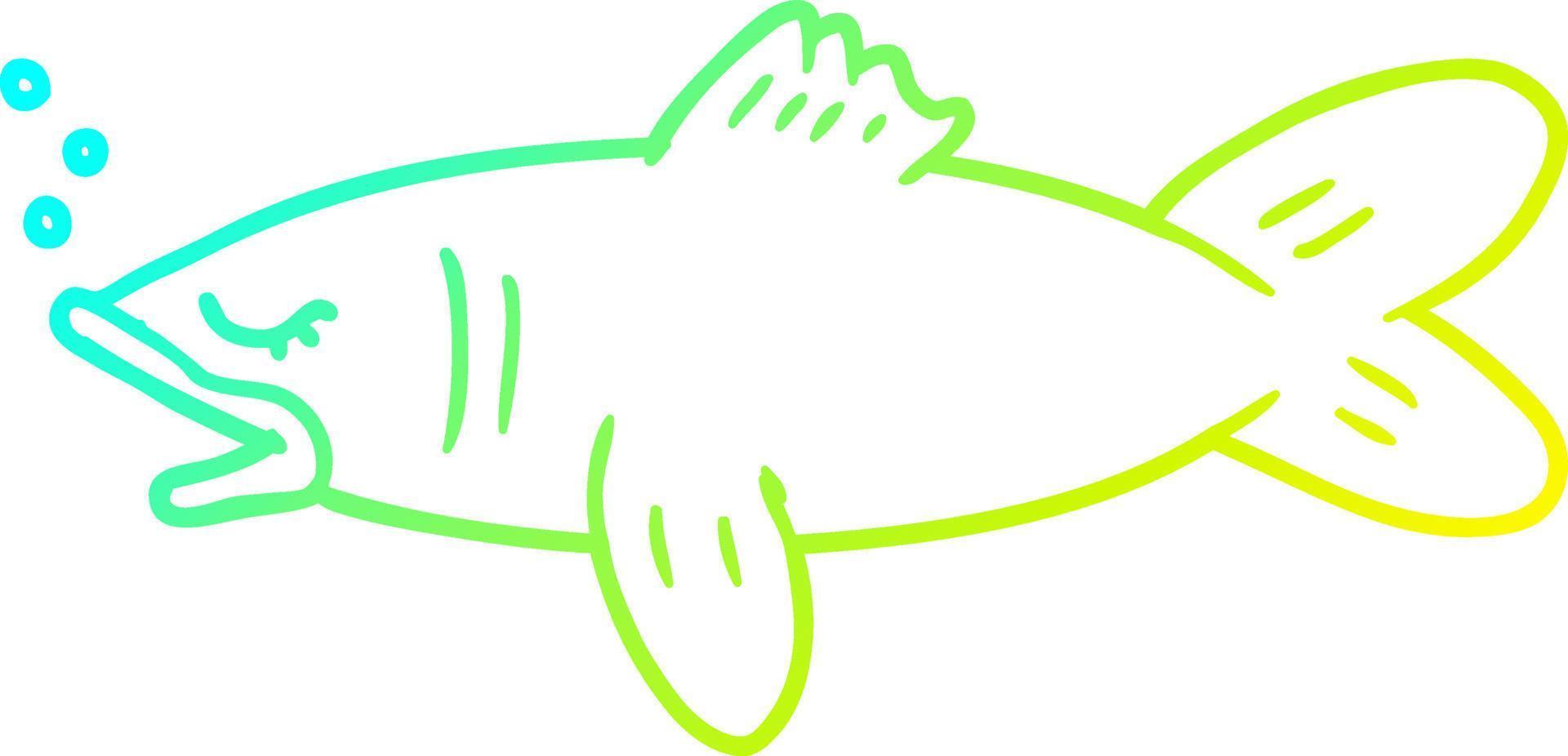 pescado de dibujos animados de dibujo de línea de gradiente frío vector