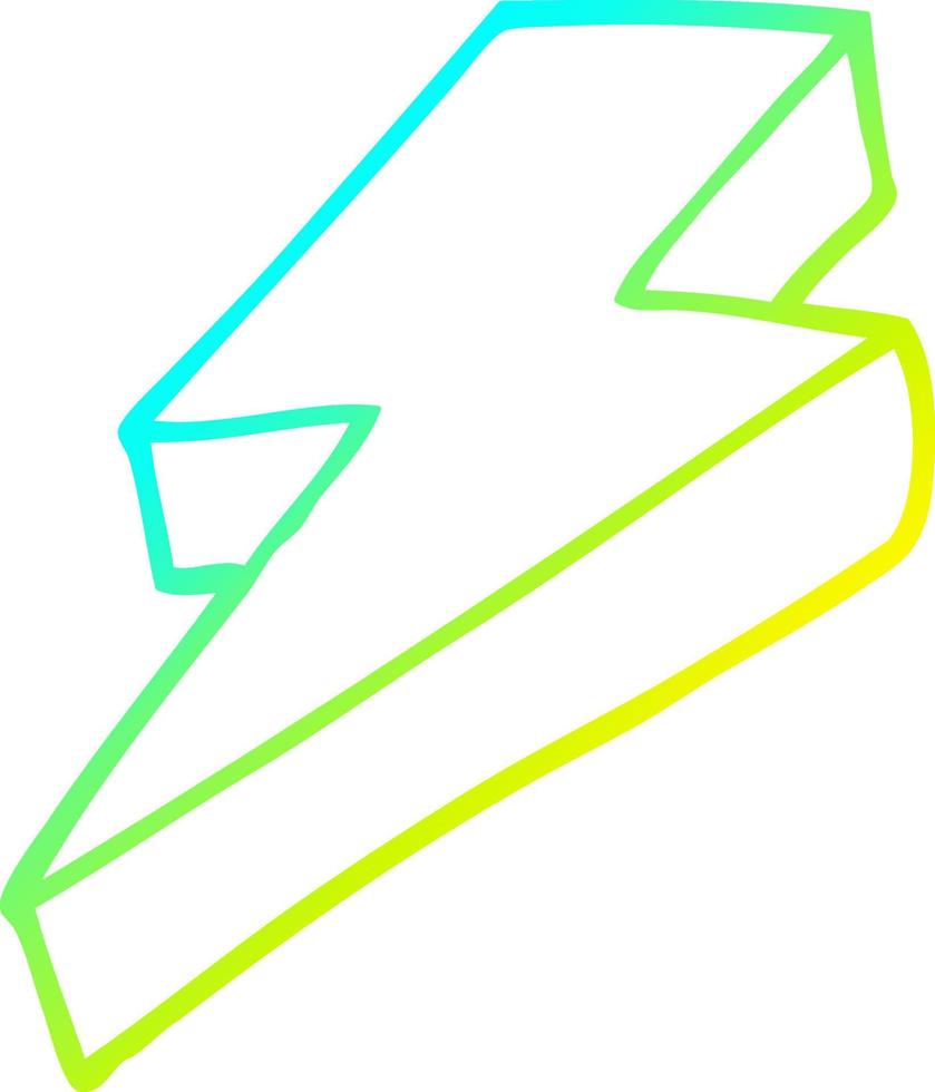 cold gradient line drawing cartoon thunder bolt vector