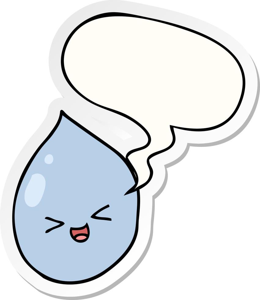 cartoon raindrop and speech bubble sticker vector