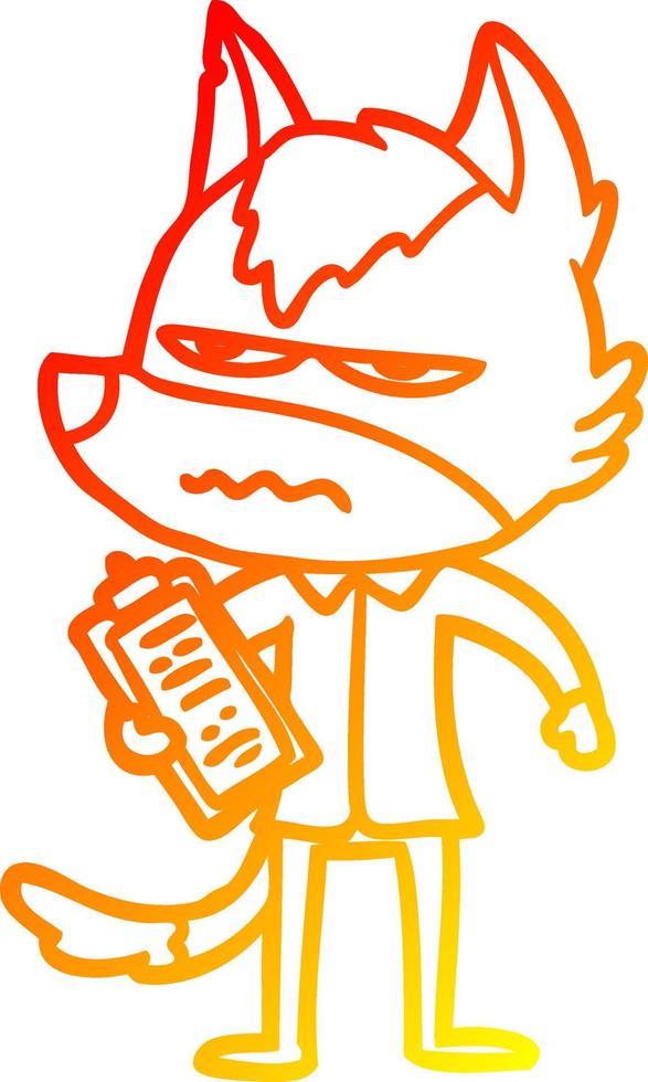 warm gradient line drawing cartoon annoyed wolf vector