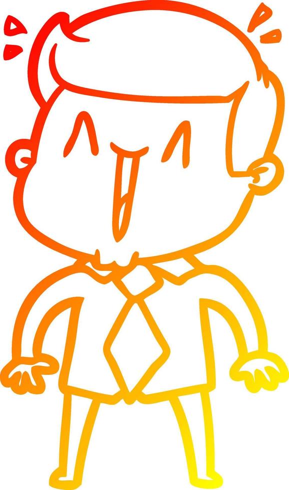 warm gradient line drawing cartoon happy man vector