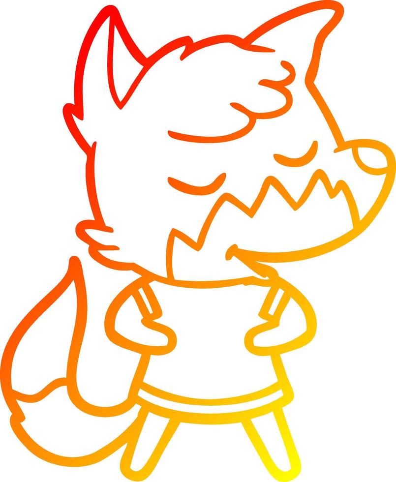warm gradient line drawing friendly cartoon fox vector