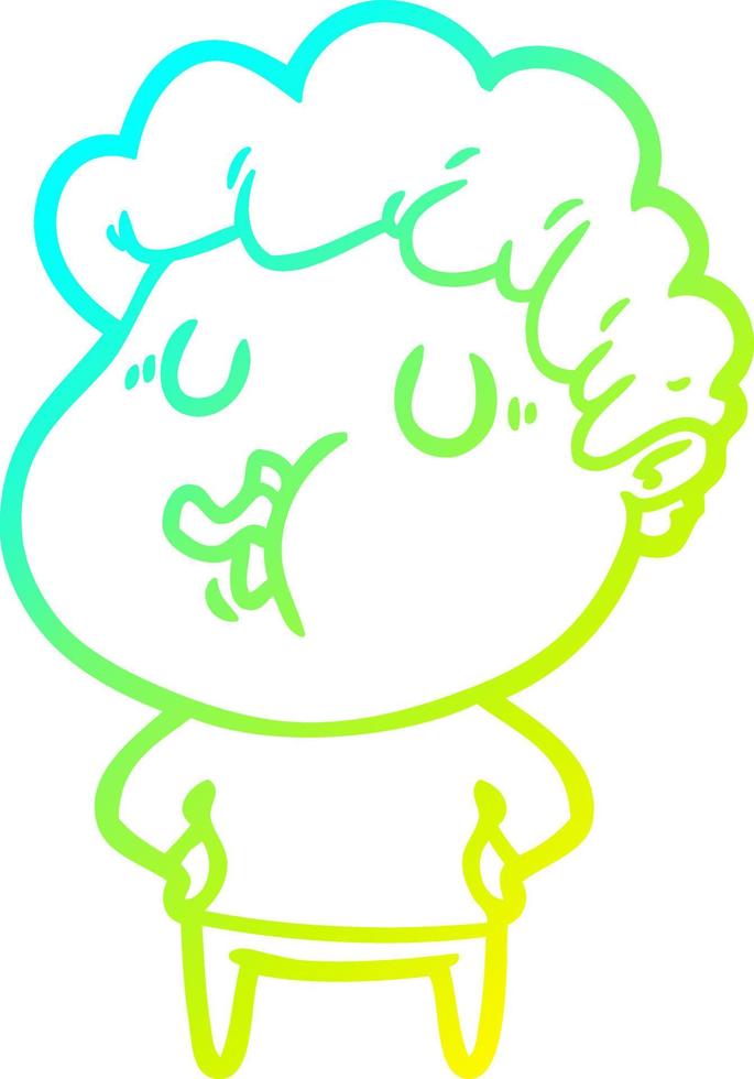 cold gradient line drawing cartoon man singing vector