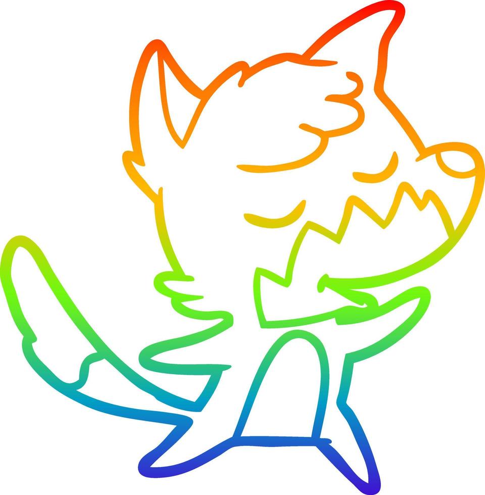 rainbow gradient line drawing friendly cartoon fox vector