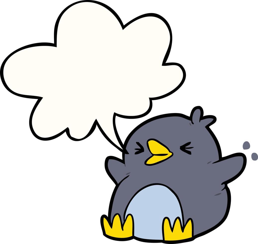 cartoon penguin and speech bubble vector