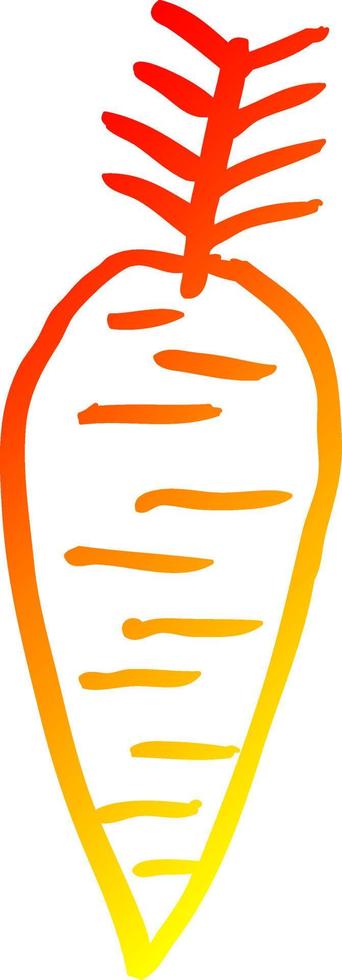 warm gradient line drawing cartoon yellow carrot vector