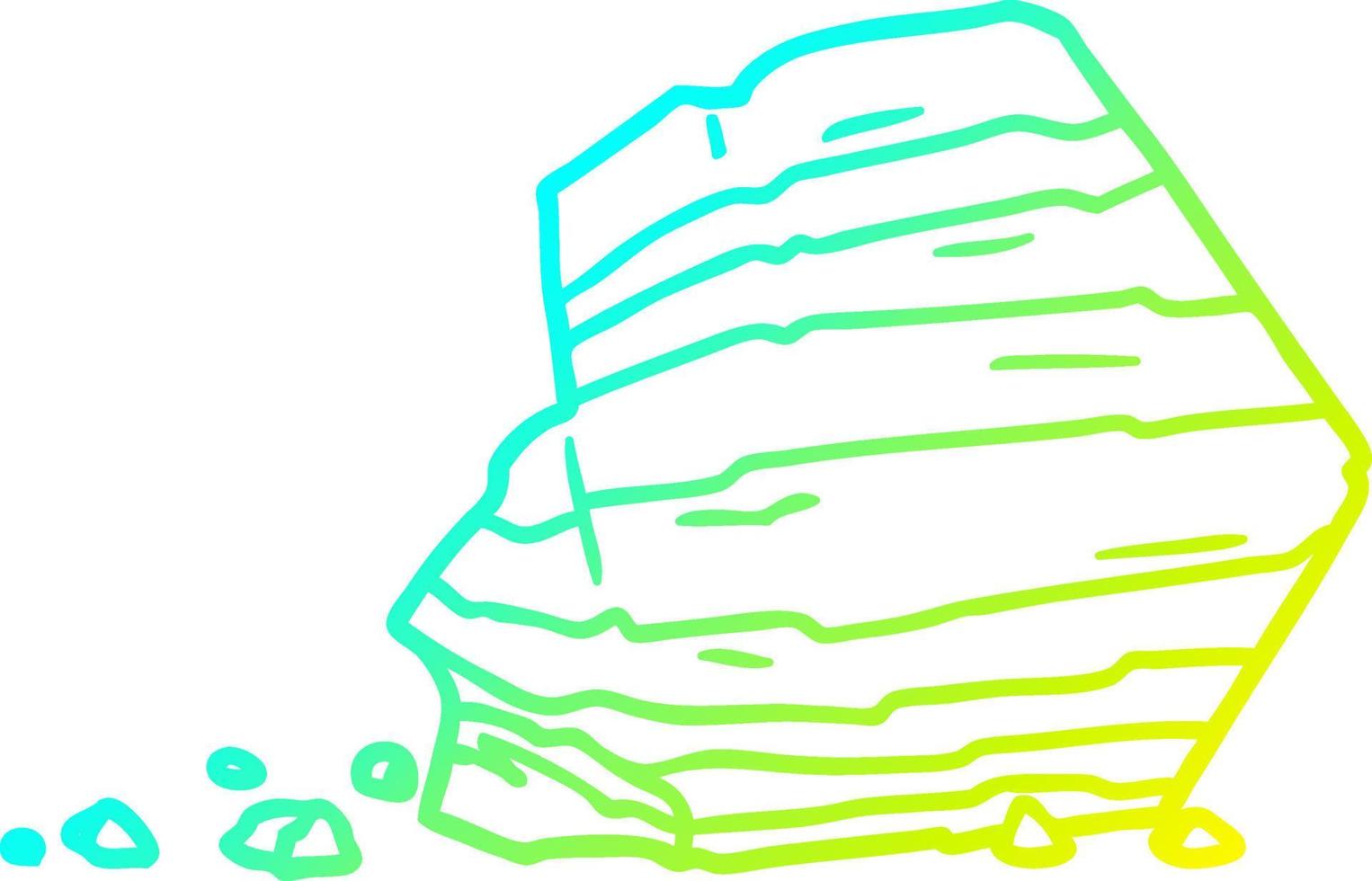 cold gradient line drawing cartoon large rock vector