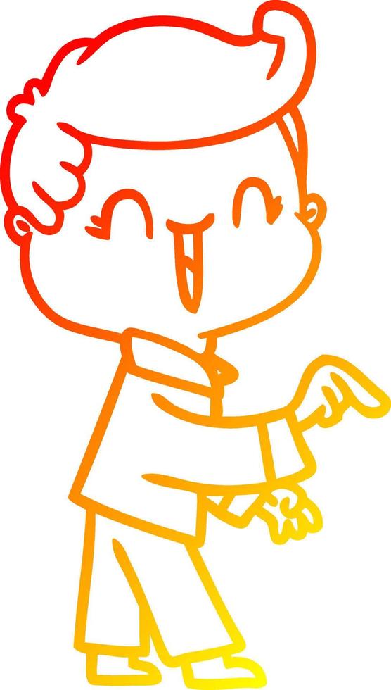 warm gradient line drawing cartoon laughing boy pointing vector