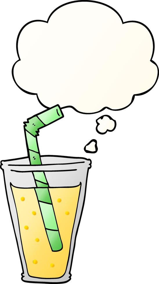 cartoon fizzy drink and thought bubble in smooth gradient style vector