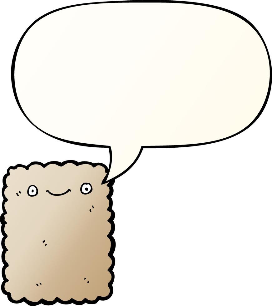 cartoon biscuit and speech bubble in smooth gradient style vector