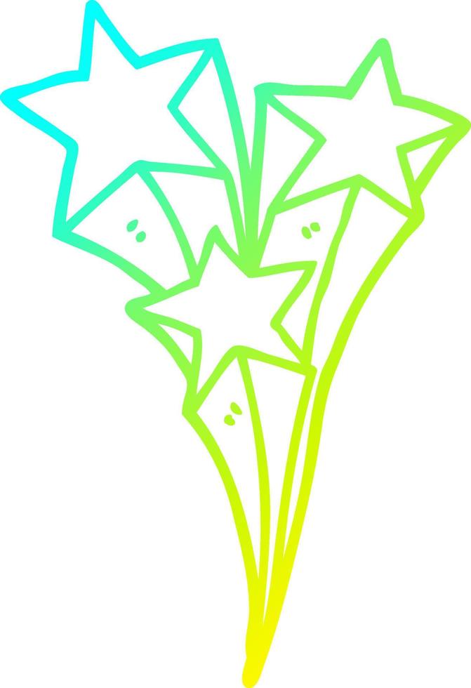 cold gradient line drawing cartoon shooting stars vector