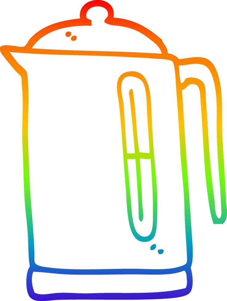rainbow gradient line drawing cartoon kettle vector