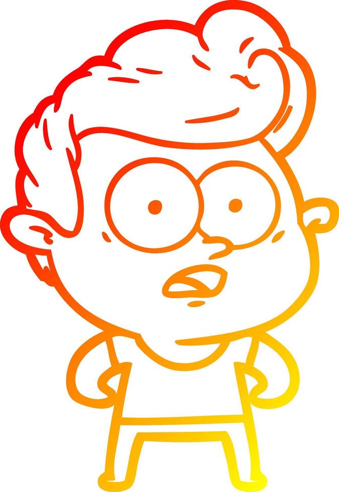 warm gradient line drawing cartoon staring man vector