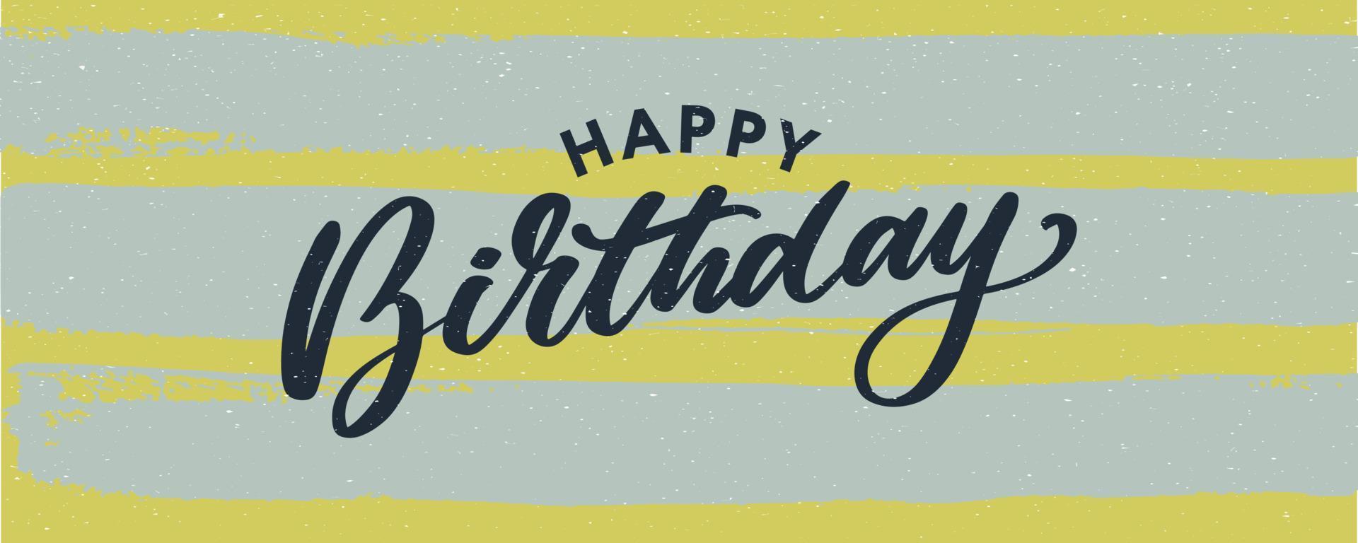 Happy Birthday lettering text banner, black color. Vector illustration.