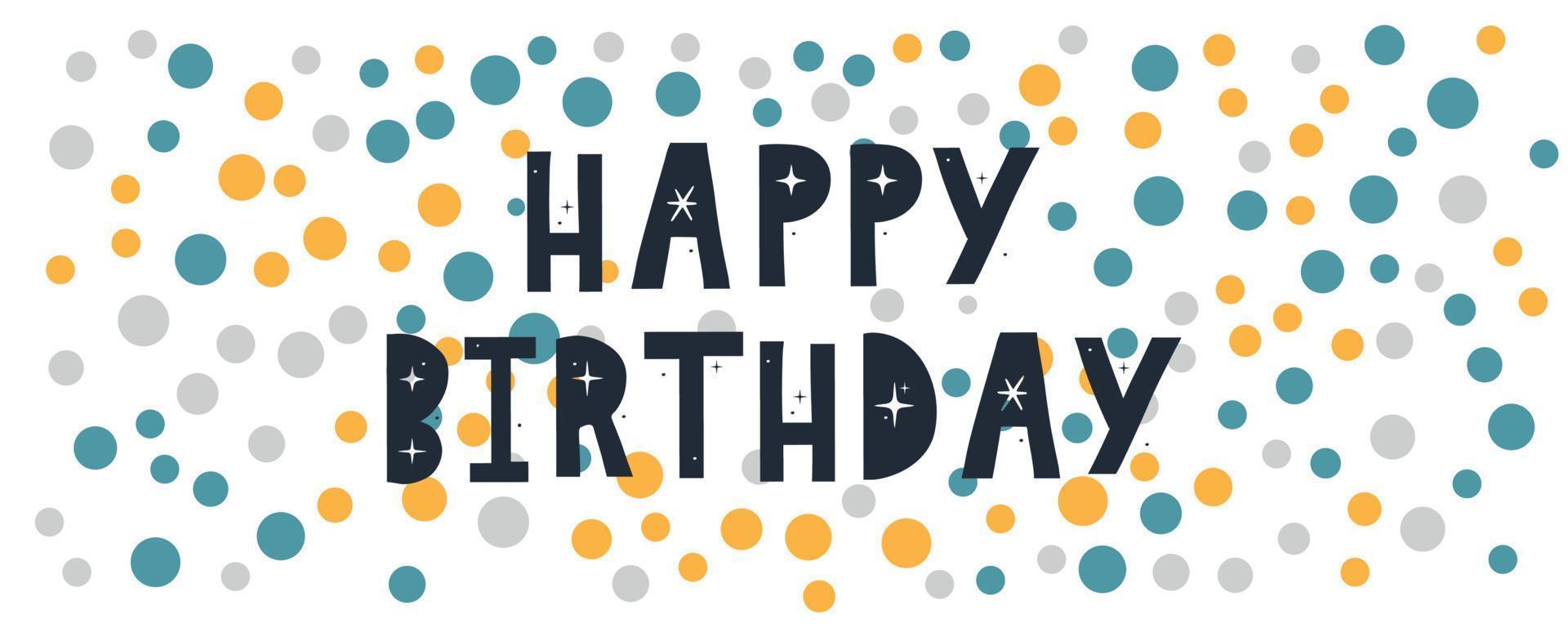 Happy Birthday lettering text banner, black color. Vector illustration.