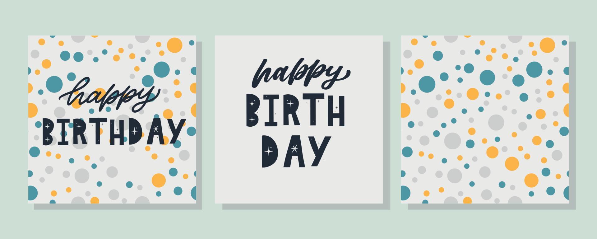 Happy Birthday lettering text banner, black color. Vector illustration.