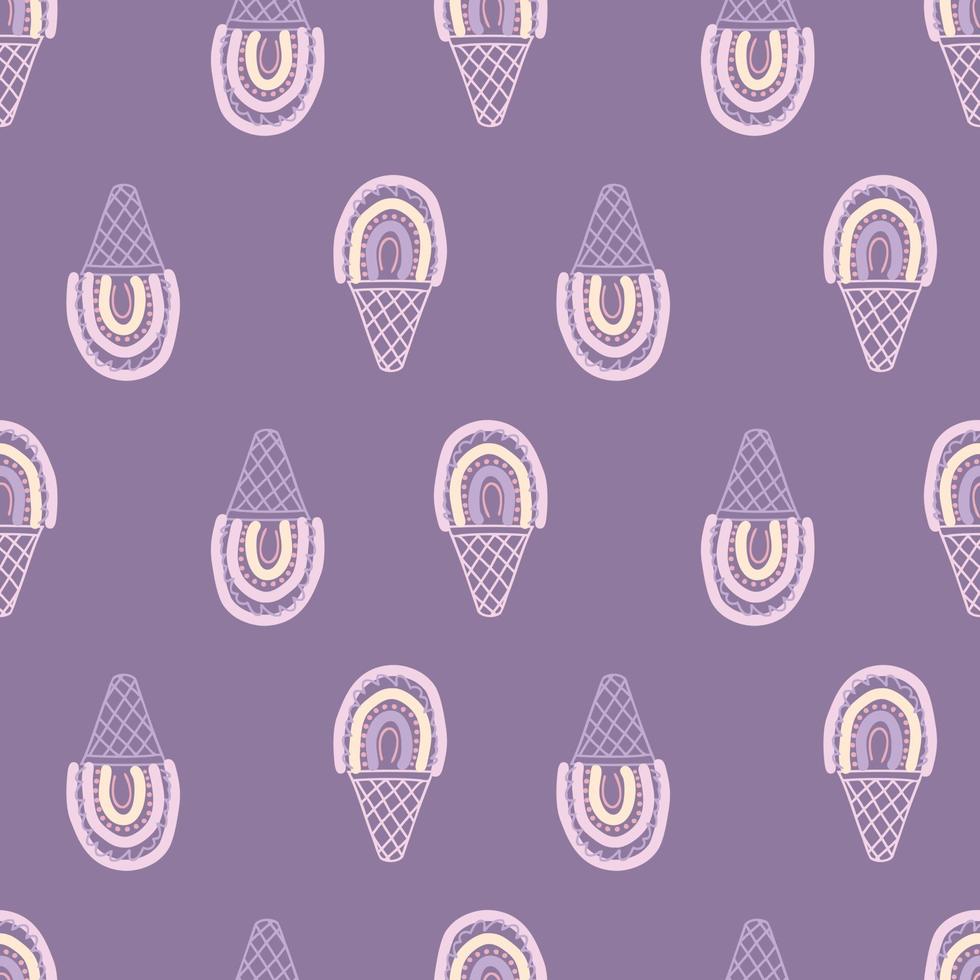 Simple rainbow ice cream seamless pattern in 1960 style. vector