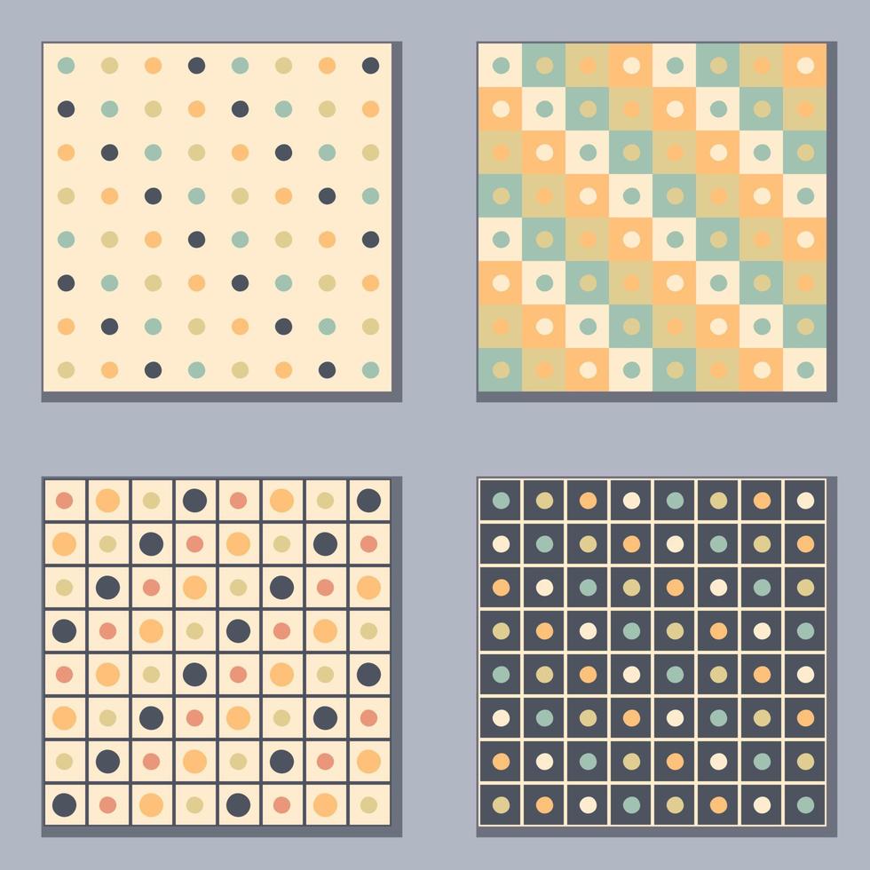 Geometric seamless pattern collection in 1970 style. vector