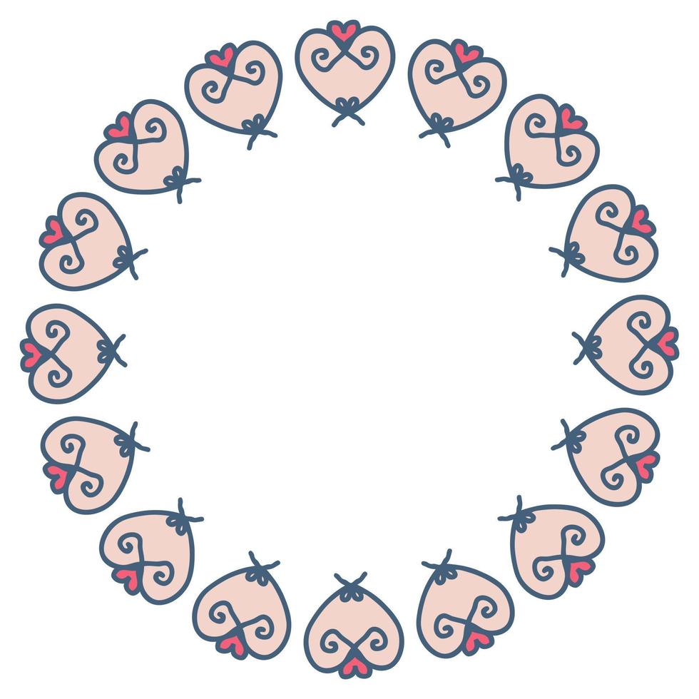 Vector doodle heart frame template illustration.