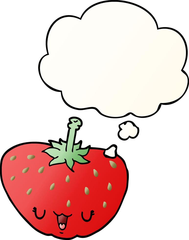 cartoon strawberry and thought bubble in smooth gradient style vector