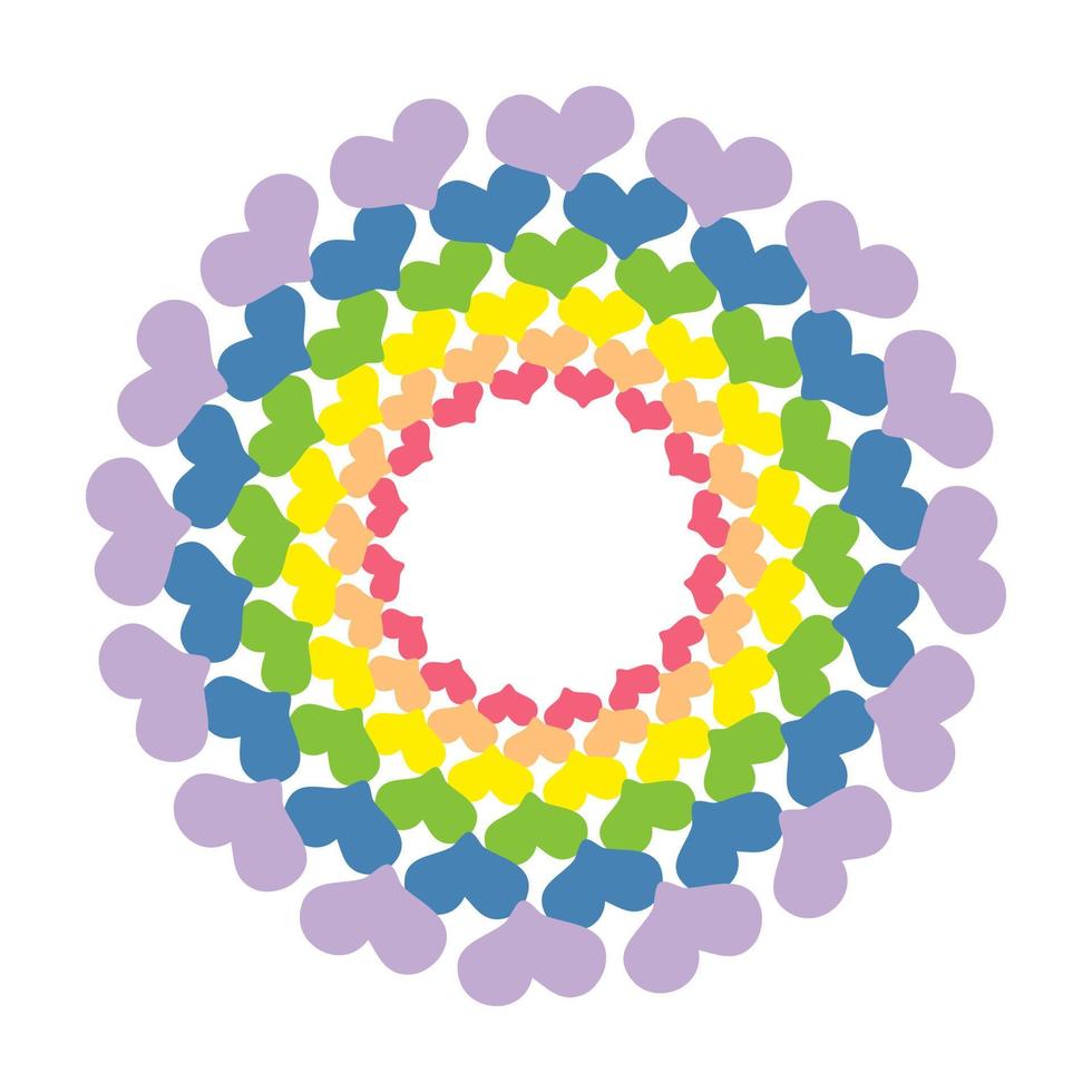 Romantic pattern with heart flower in rainbow colors. vector