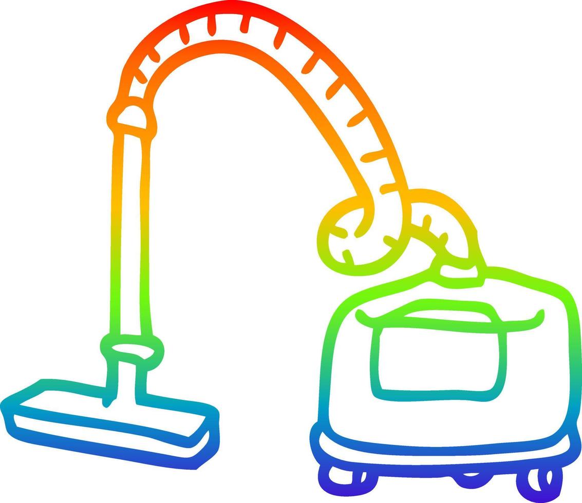 rainbow gradient line drawing cartoon vacuum hoover vector