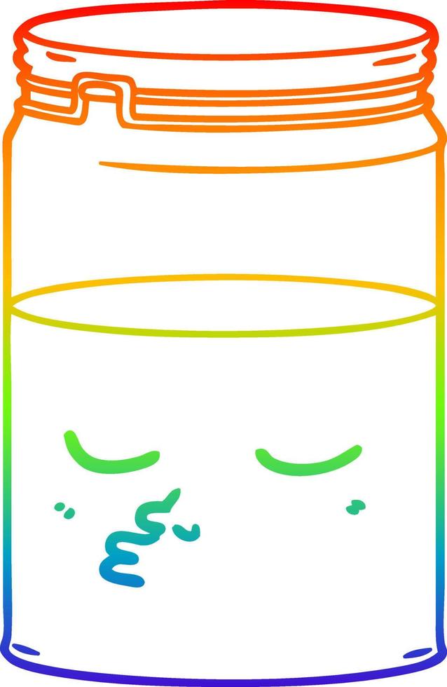rainbow gradient line drawing cartoon glass jar vector