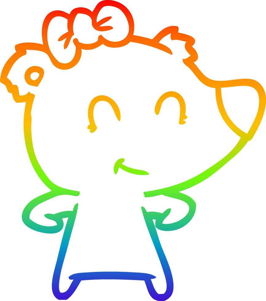 rainbow gradient line drawing female bear cartoon vector