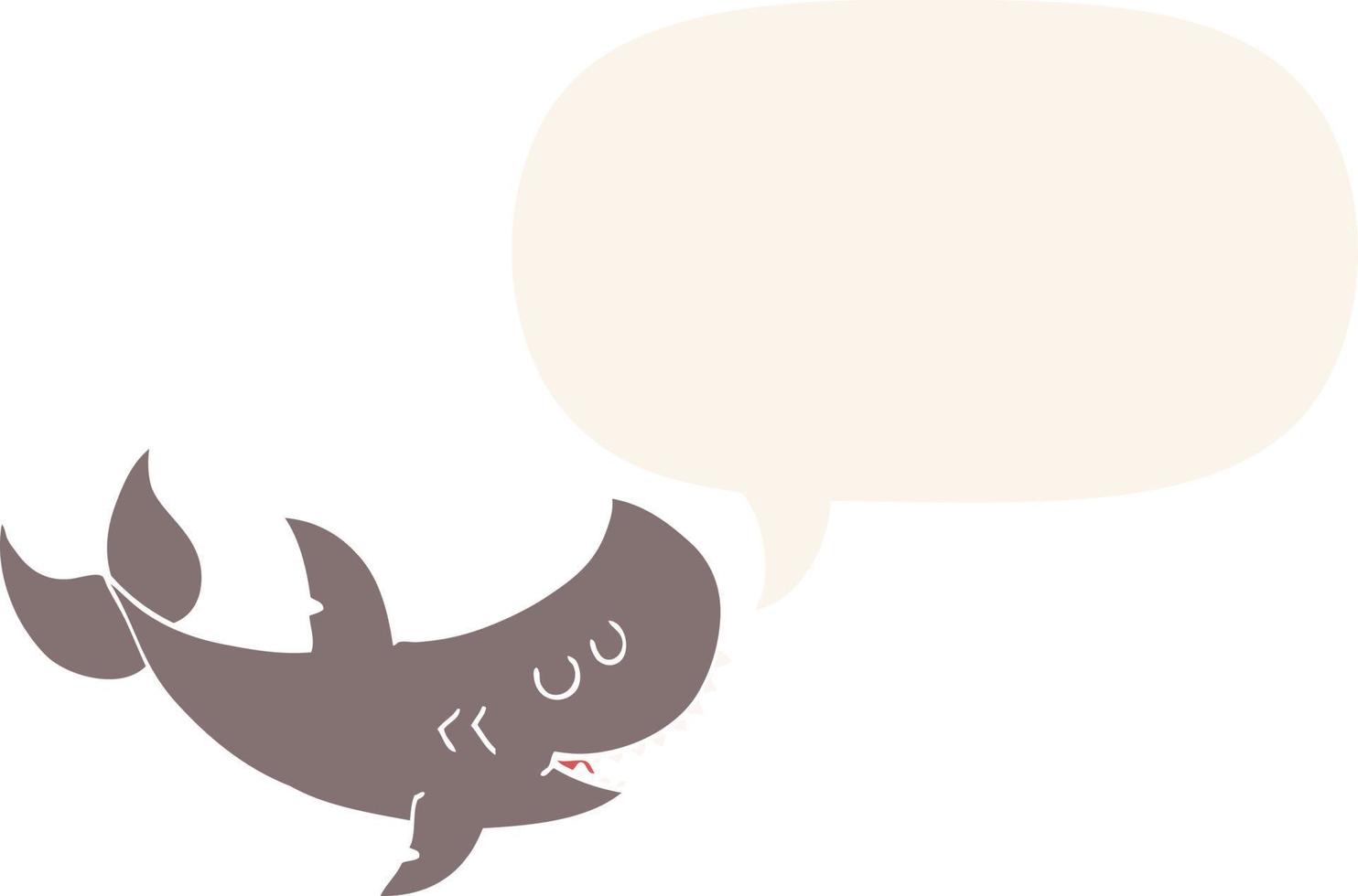 cartoon shark and speech bubble in retro style vector