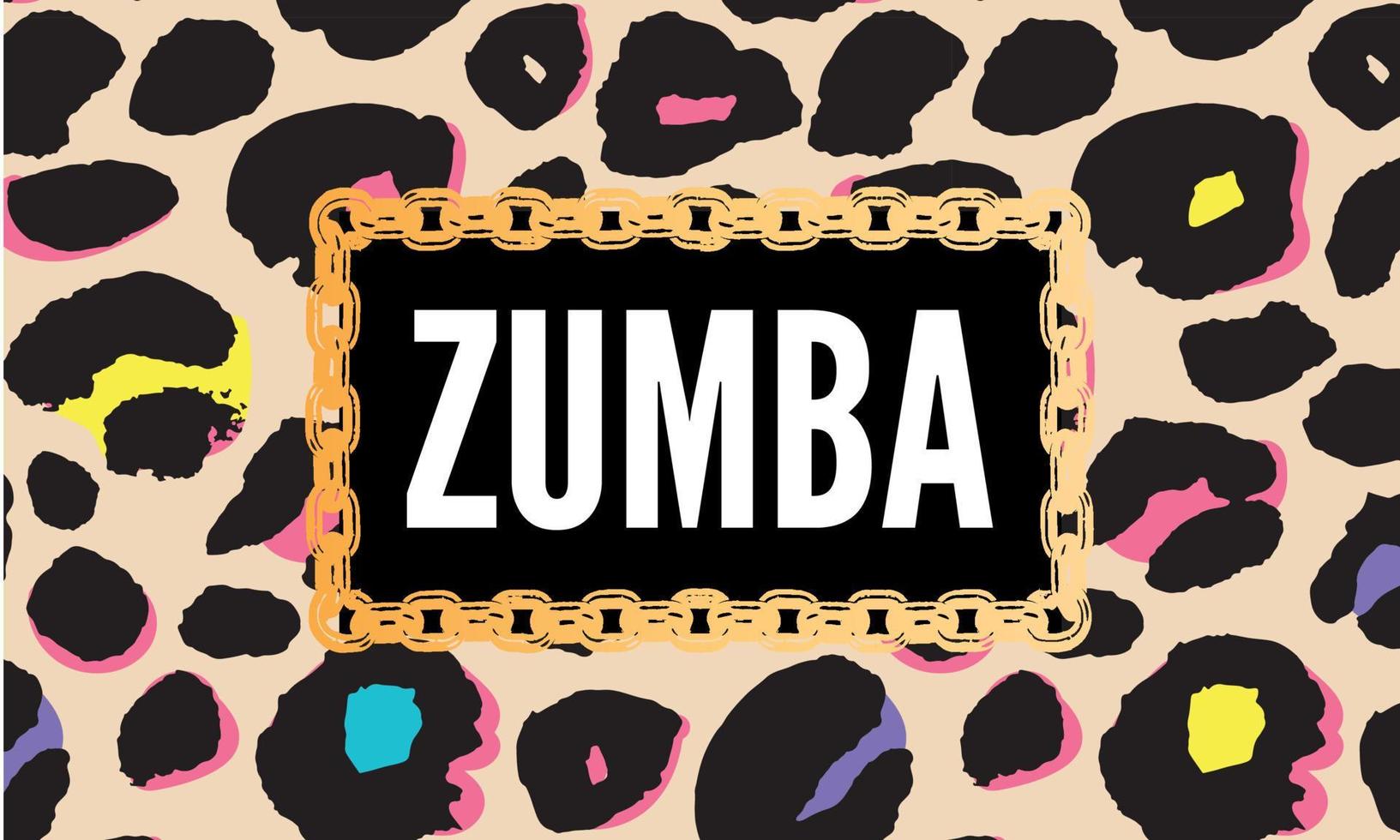 eslogan estudio de baile zumba. palabra en rodajas multicolor vector