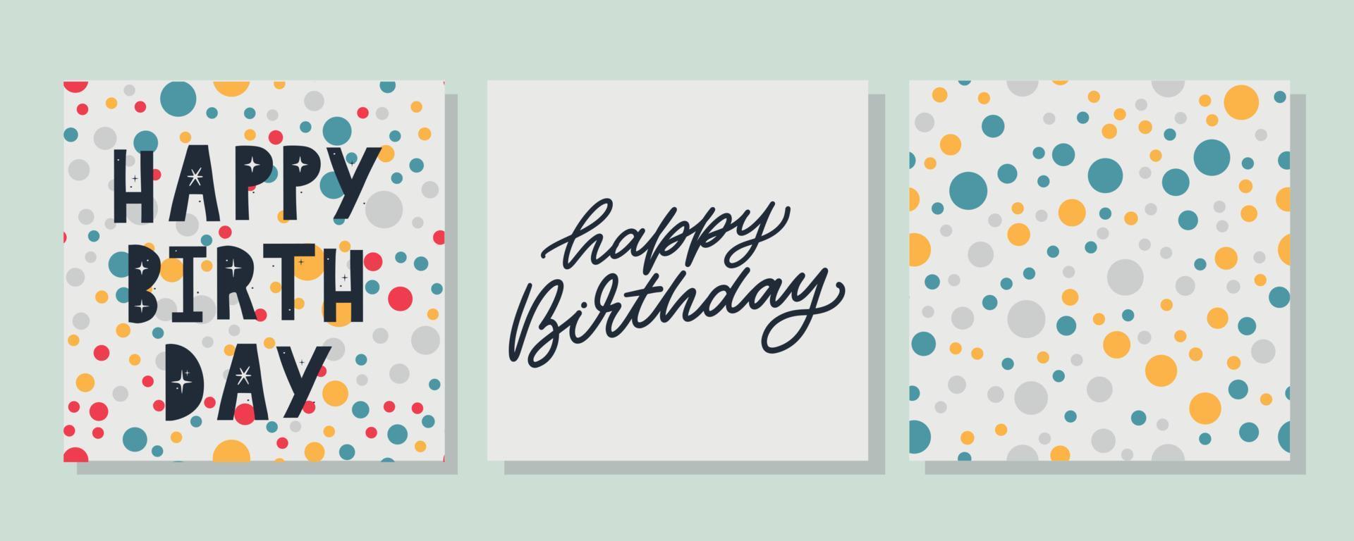 Happy Birthday lettering text banner, black color. Vector illustration.
