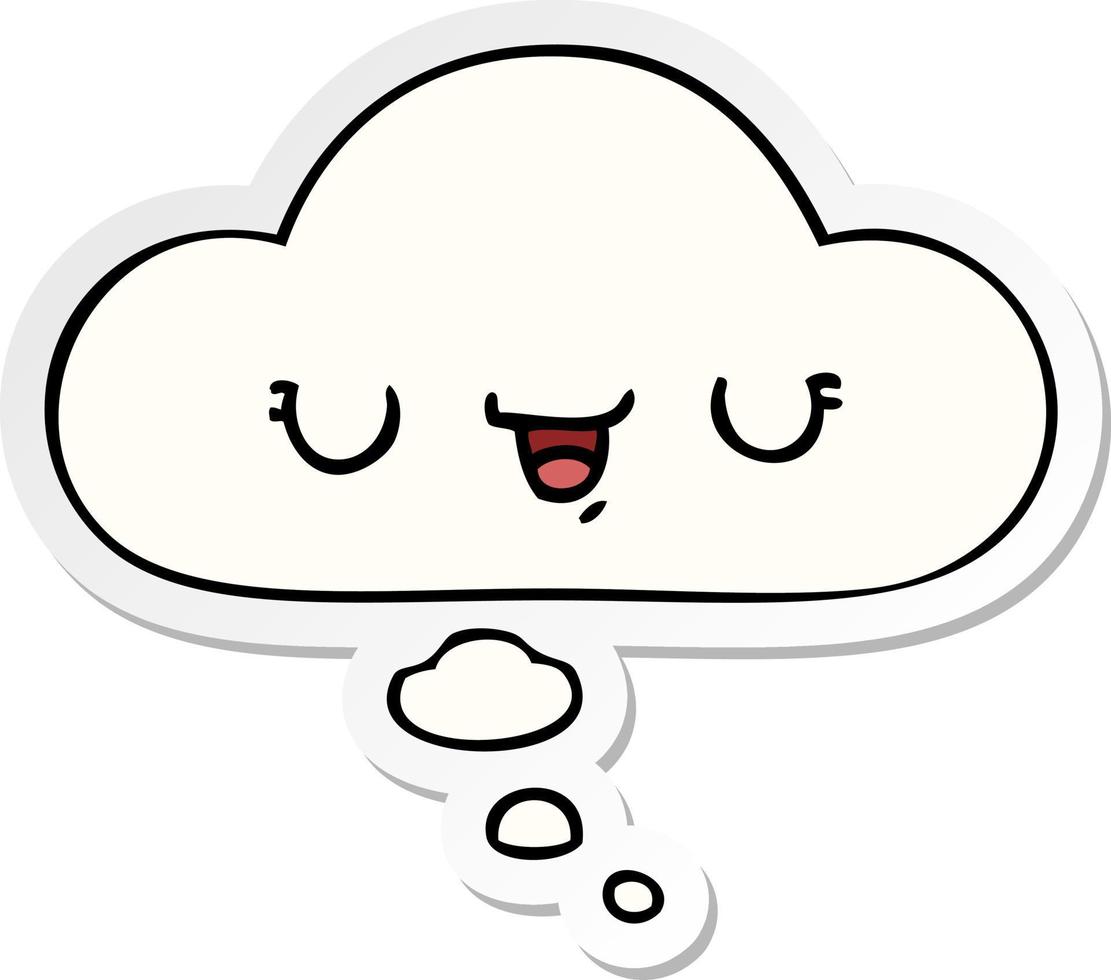 happy cartoon expression and thought bubble as a printed sticker vector