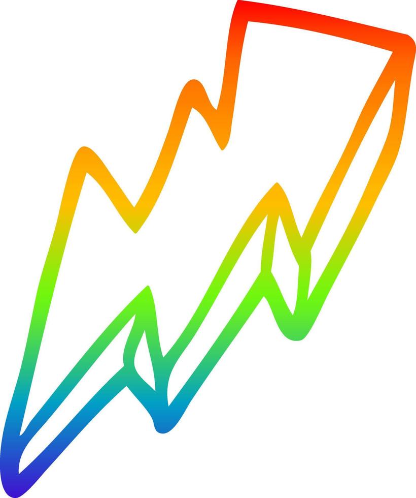 rainbow gradient line drawing cartoon lightning bolt symbol vector