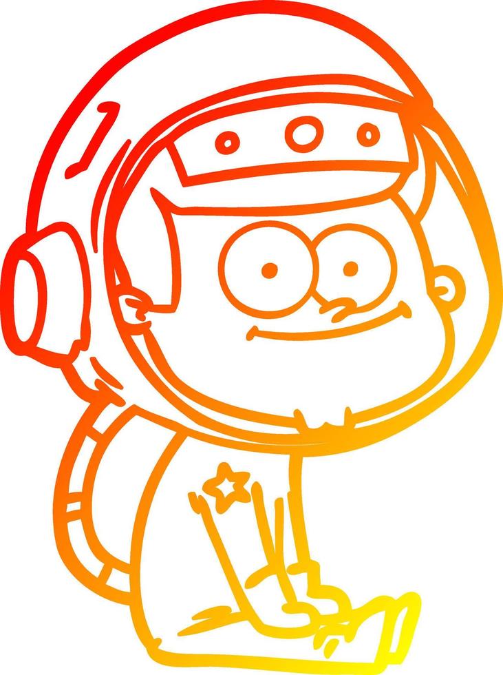 warm gradient line drawing happy astronaut cartoon vector