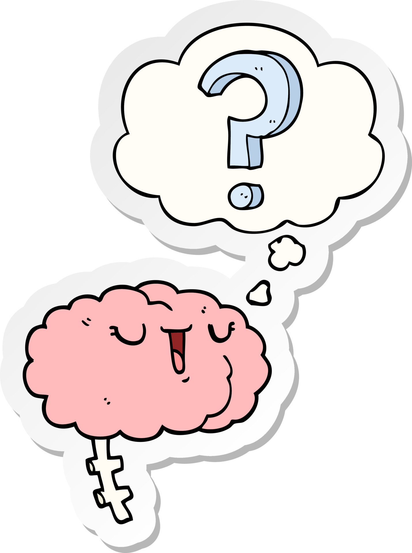 cartoon curious brain and thought bubble as a printed sticker 8839853 Vector Art at Vecteezy cartoon curious brain and thought bubble as a printed sticker 8839853 Vector Art at Vecteezy