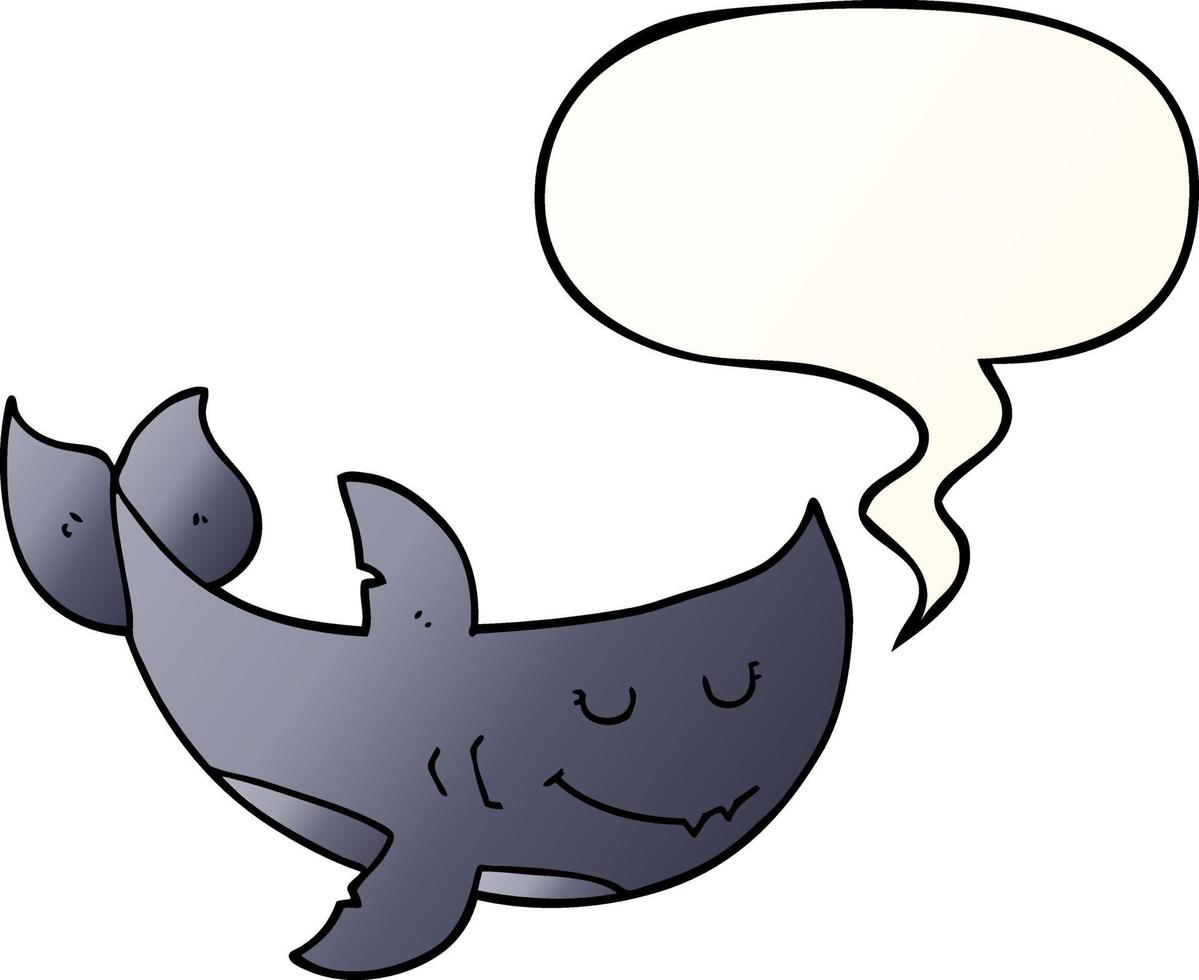 cartoon shark and speech bubble in smooth gradient style vector