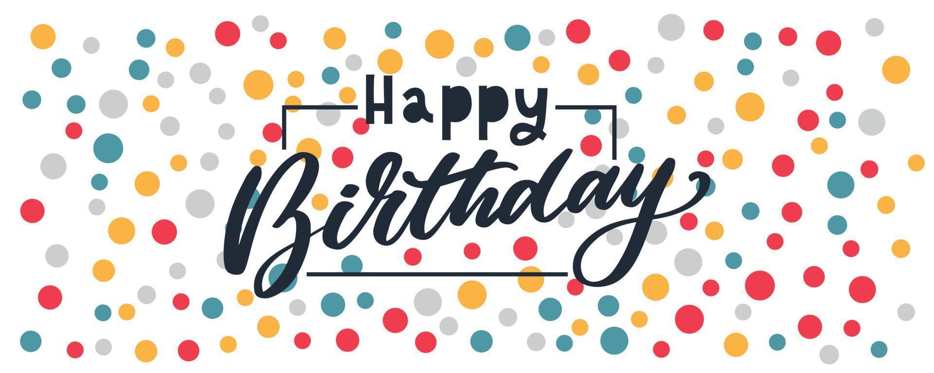 Happy Birthday lettering text banner, black color. Vector illustration.