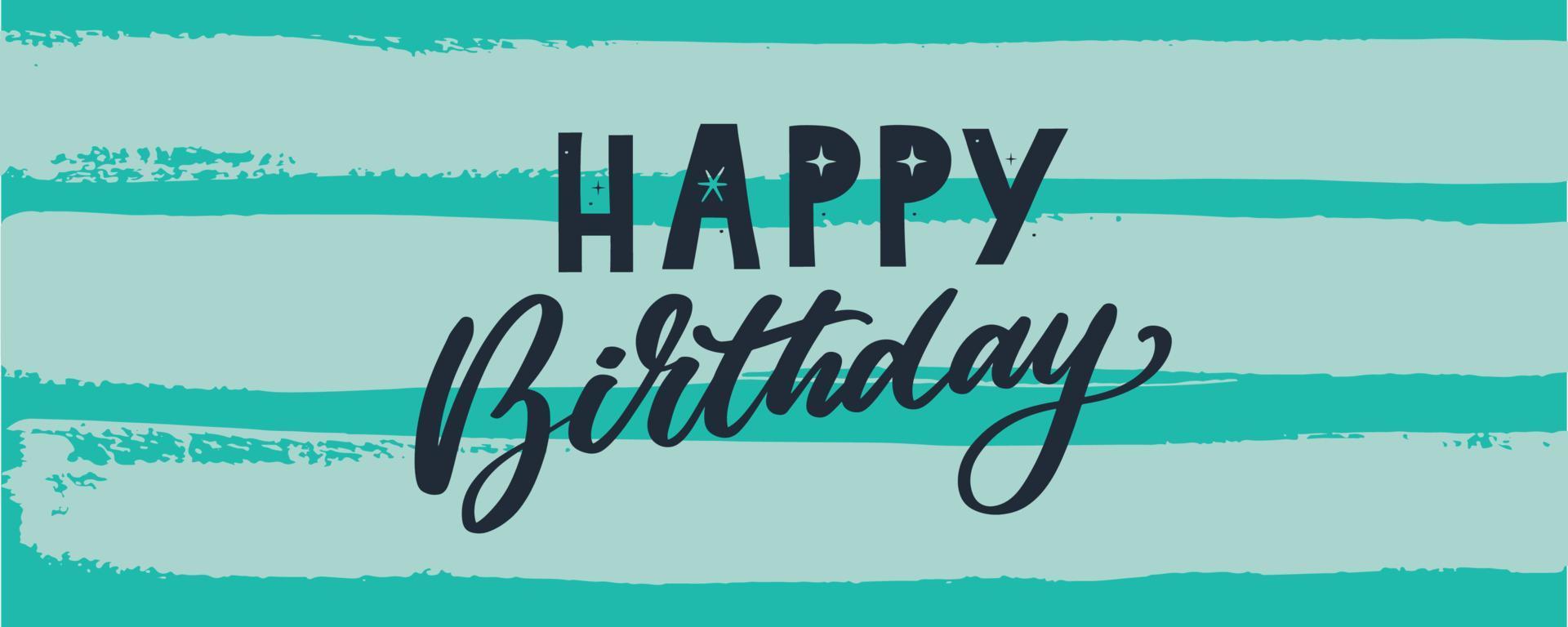 Happy Birthday lettering text banner, black color. Vector illustration.