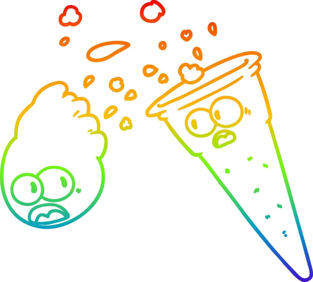 helado de dibujos animados de dibujo de línea de gradiente de arco iris vector