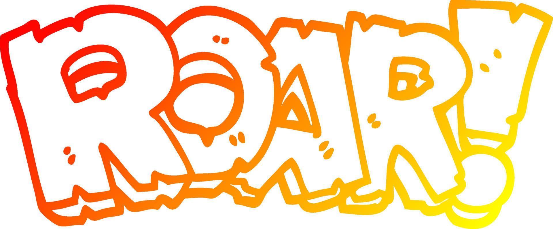 warm gradient line drawing cartoon roar text vector