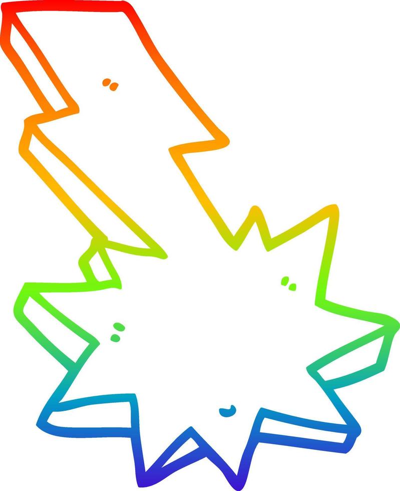 rainbow gradient line drawing cartoon lightning strike vector